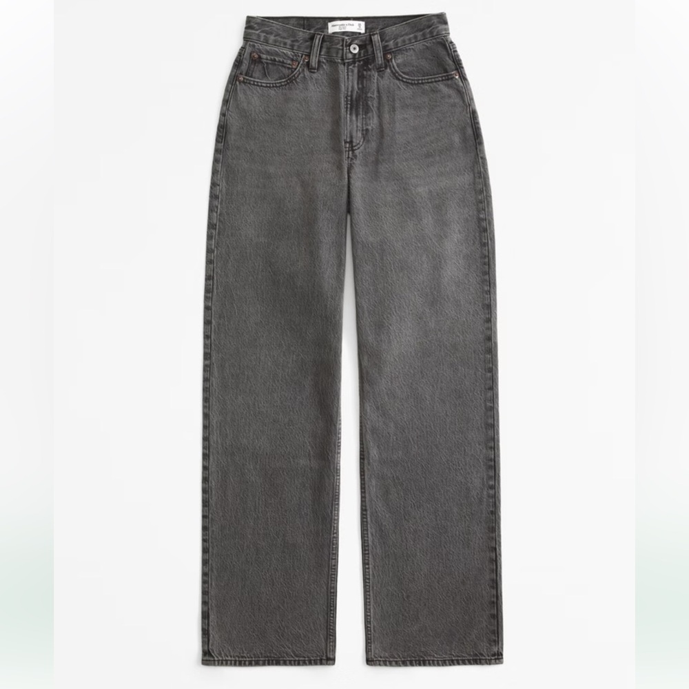 Abercrombie Loose High Rise Jeans Dark Grey